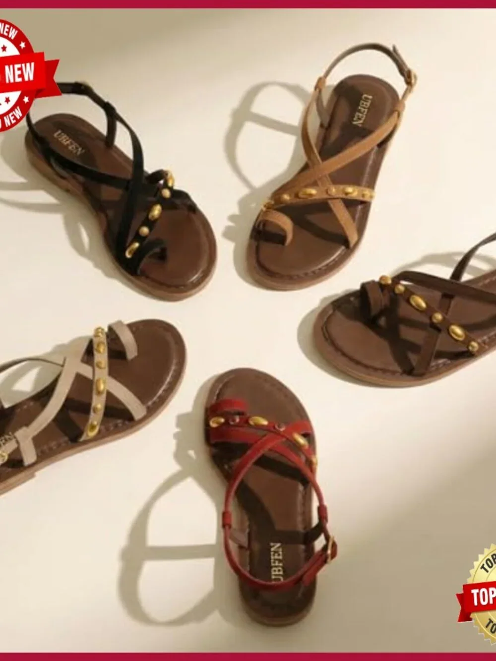 Women's Flat Fisherman Sandals with Toe Ring Adjustable Ankle Buckle